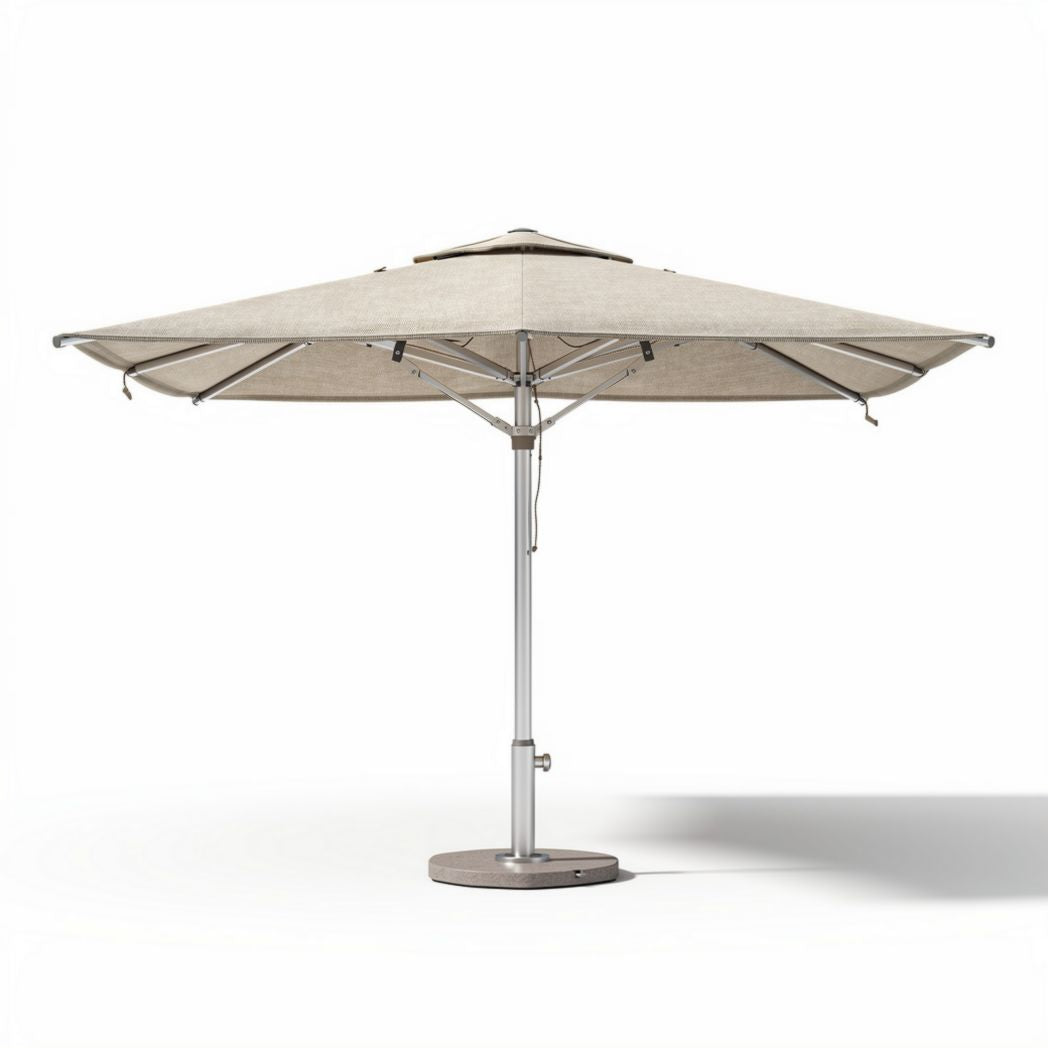 Outdoor patio umbrella with aluminum frame and beige fabric 300 x 300 x 250cm