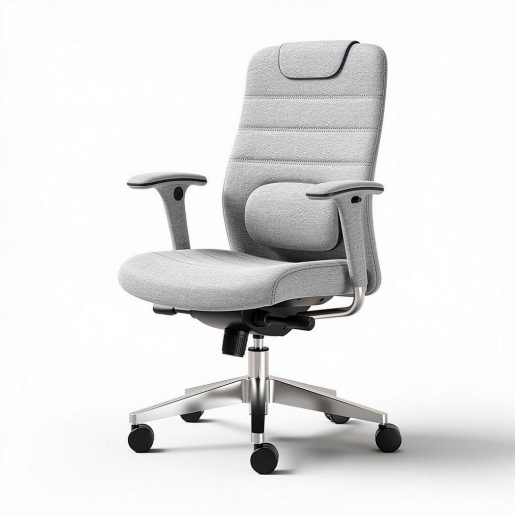 Ergonomic office chair with adjustable height and breathable fabric in gray