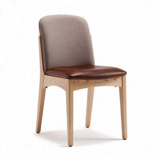 Upholstered dining chair with wooden frame and two-tone fabric 45 x 50 x 85cm