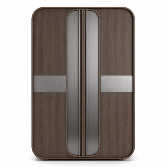 Wooden wardrobe with metallic accents two-door design 180 x 80 x 200cm